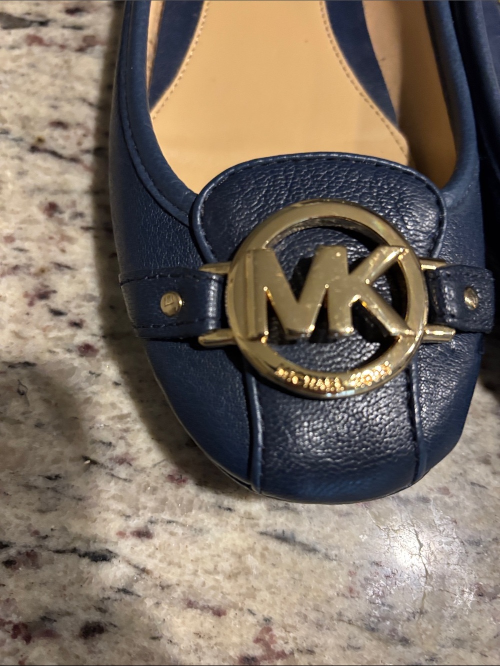 Michael Kors Navy Leather Logo Buckle Flats - Picture 14 of 15
